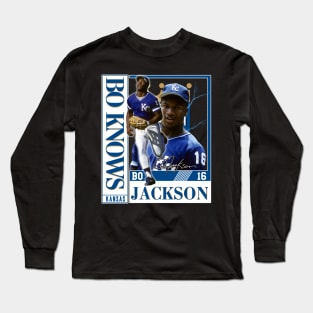 Bo Jackson Bo Knows Signature Vintage Legend Baseball Football Bootleg Rap Graphic Style Long Sleeve T-Shirt